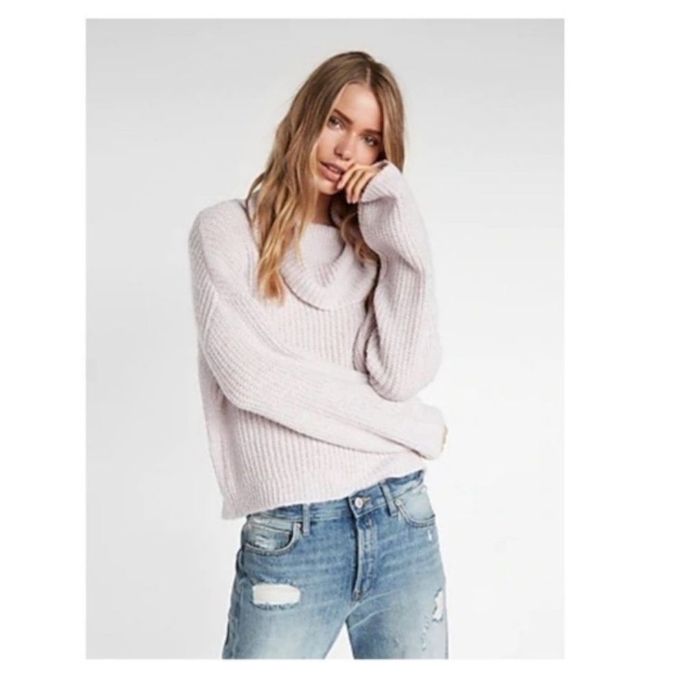 Express Pink Metallic Cowl Neck Sweater Sweatshirt - Picture 1 of 2